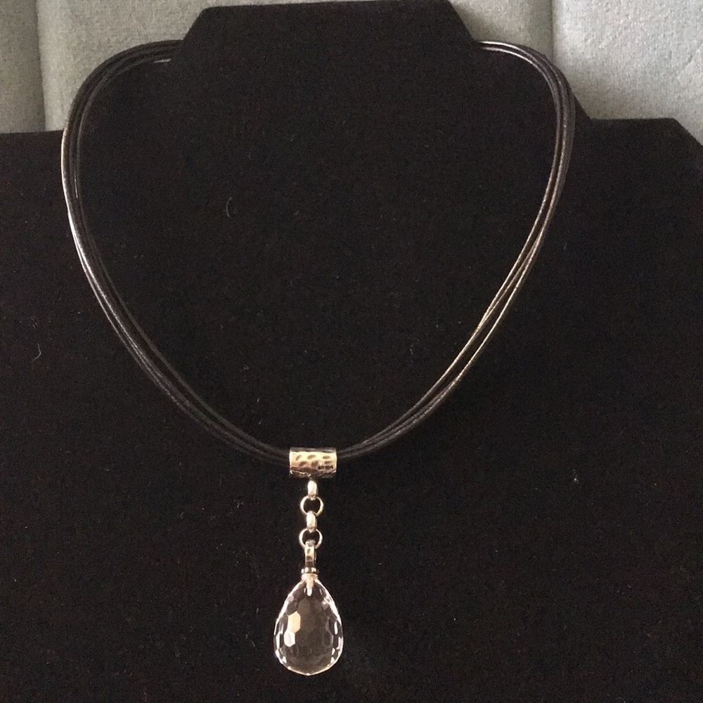 Leather Necklace w/Crystal, .925 by Silpada